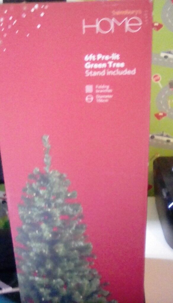  Sainsburys  6ft Pre lit Christmas  tree decorations  in new 