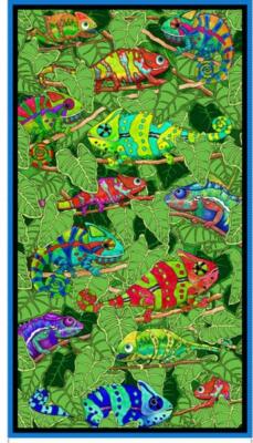2.6 Yards Digital Cotton Fabric - QT Fabrics Desiree Color Me Chameleon Panel