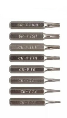 9pcs CR-V Torx Bit Set MAC Mini T2,T3,T4,T5,TR6,T7H,T8H,TR9,T10H MacBook 4mm Hex