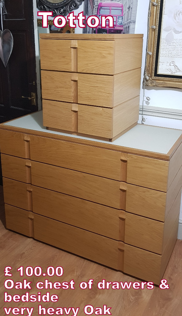 Oak chest of drawers and 1 bedside marks and spencers gainsbourough