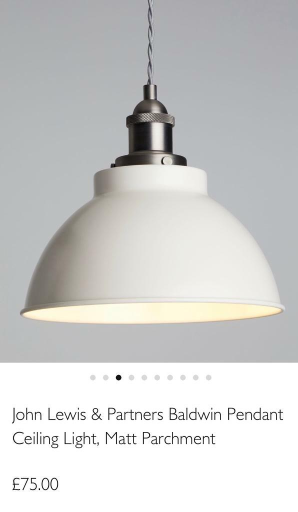 2 X John Lewis Baldwin Pendant Ceiling Lights Matt Parchment In