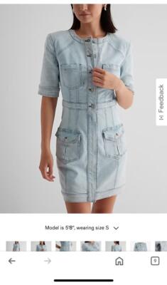 new EXPRESS 2024 soldout padded shoulder soft denim jeans dress m medium
