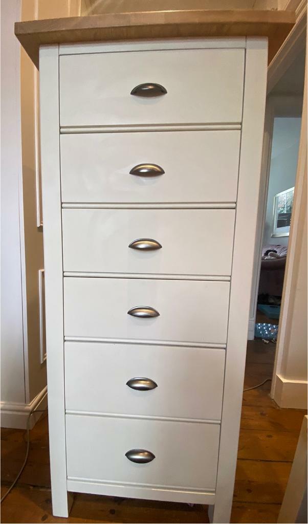 Oak & cream “shaker style” tallboy chest of drawers like *M&S Padstow
