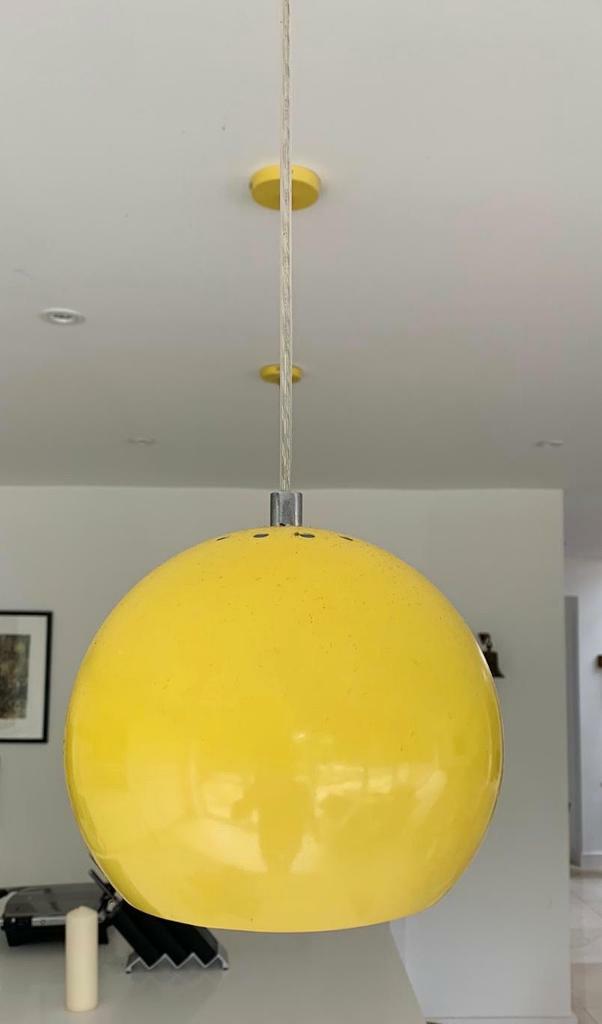 Yellow Modern Gloss Yellow Metal Dome Ceiling Pendant Light Shade | in