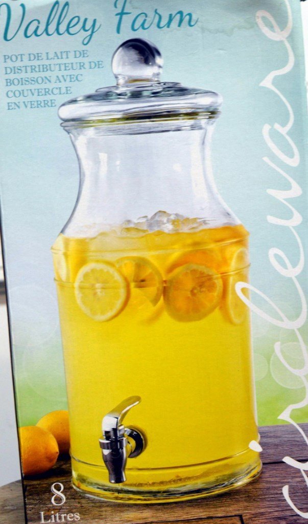 GLASS WATER DISPENSER JAR TAP DRINK DRINKS BEVERAGE PUNCH JUICE