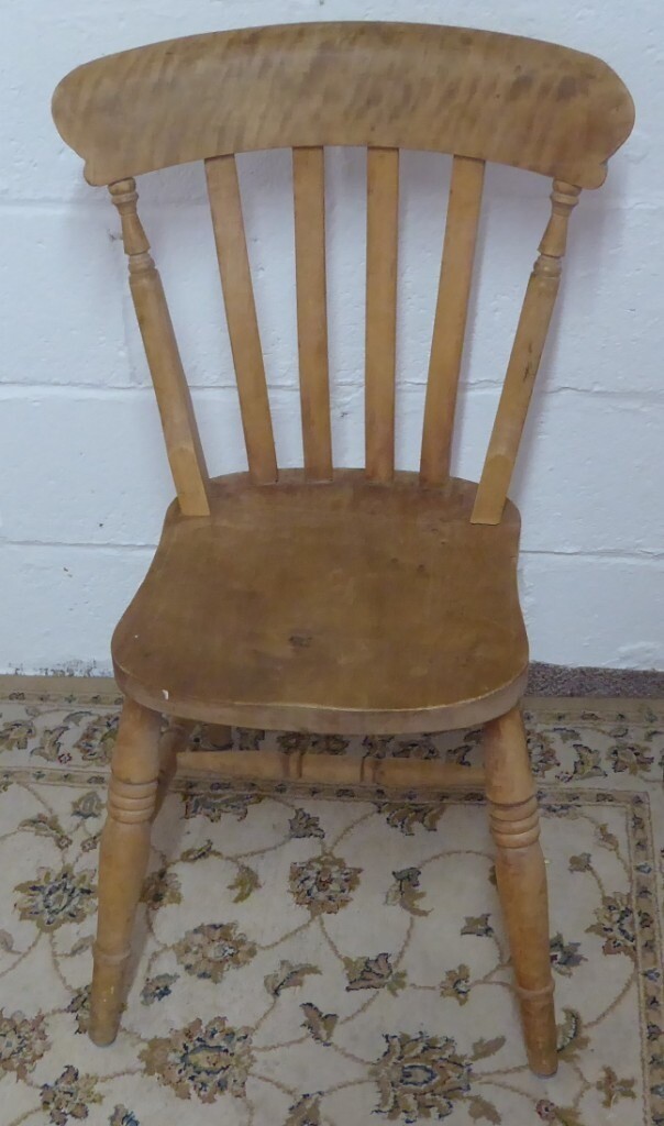 Antique Victorian Slat Back Elm Farmhouse Kitchen Dining Chair in