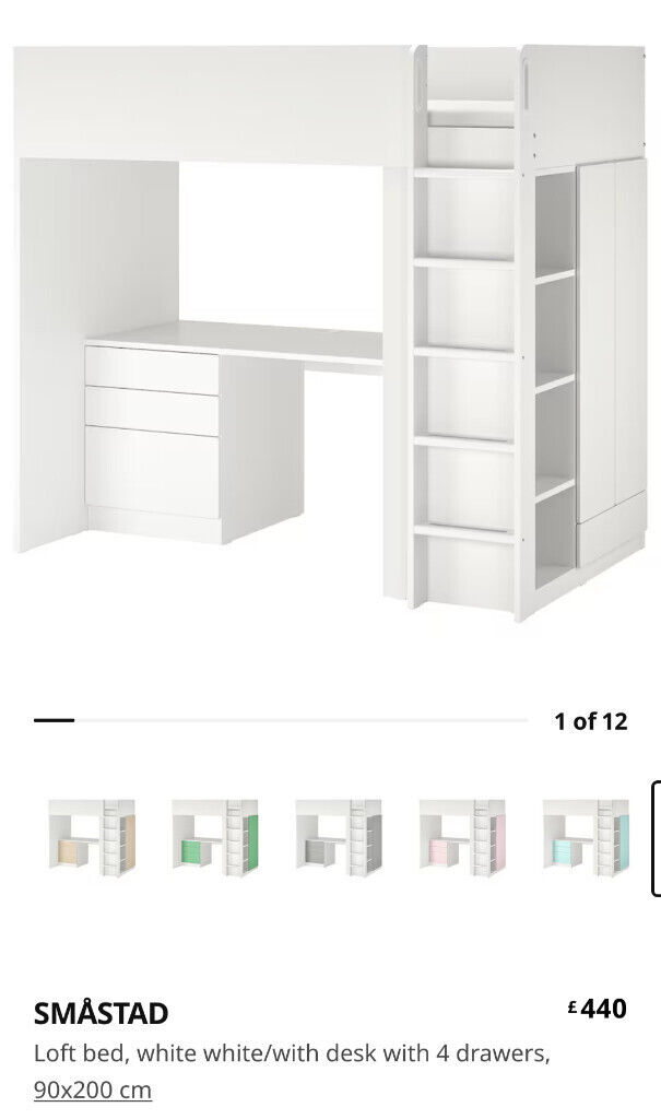 Loft Bed Ikea White With Wardrobe, Ikea White Bunk Bed With Desk