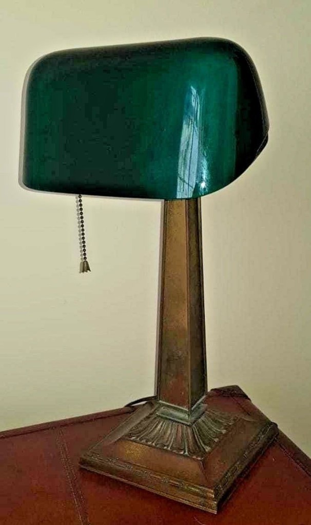 Antique Emeralite Bankers Desk Lamp 8734 Original. Shade Brass H.G