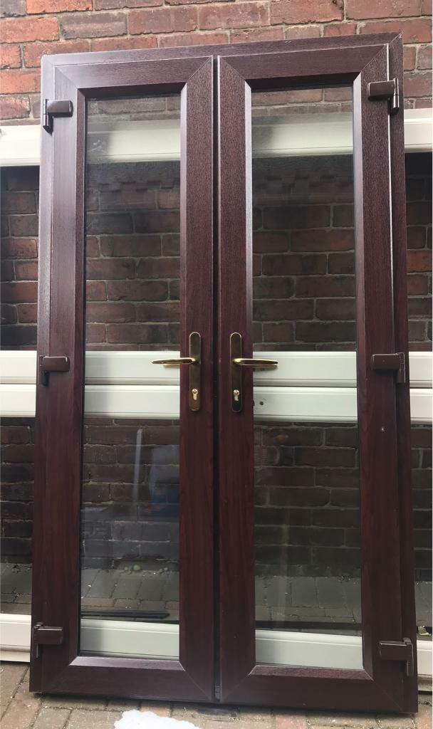 UPVC French Doors Rosewood Brown 1160x2040 Brand New Delivery Available