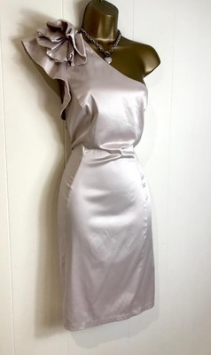 DEBENHAMS REDHERRING STUNNING CHAMPAGNE ONE SHOULDER CORSAGE DRESS SIZE 16 BNWT!