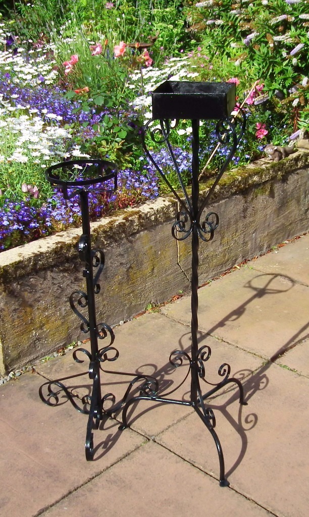 2 wrought Iron FLOWER STANDS vgc see photos, display christmas