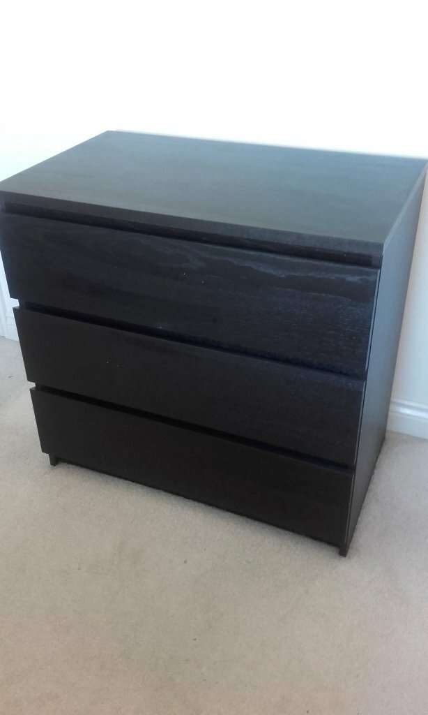 3 Drawer Chest Of Drawers Malm By Ikea Black Brown In