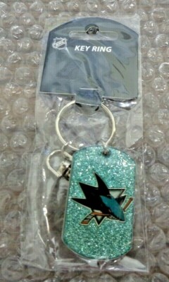 San Jose Sharks Officially Licensed Bling  Glitter Keychain Bold Logo NWT NHL
