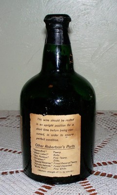 Vintage Deep Green Robertson's Dry Humour Port Bottle with Labels Tax Stamp