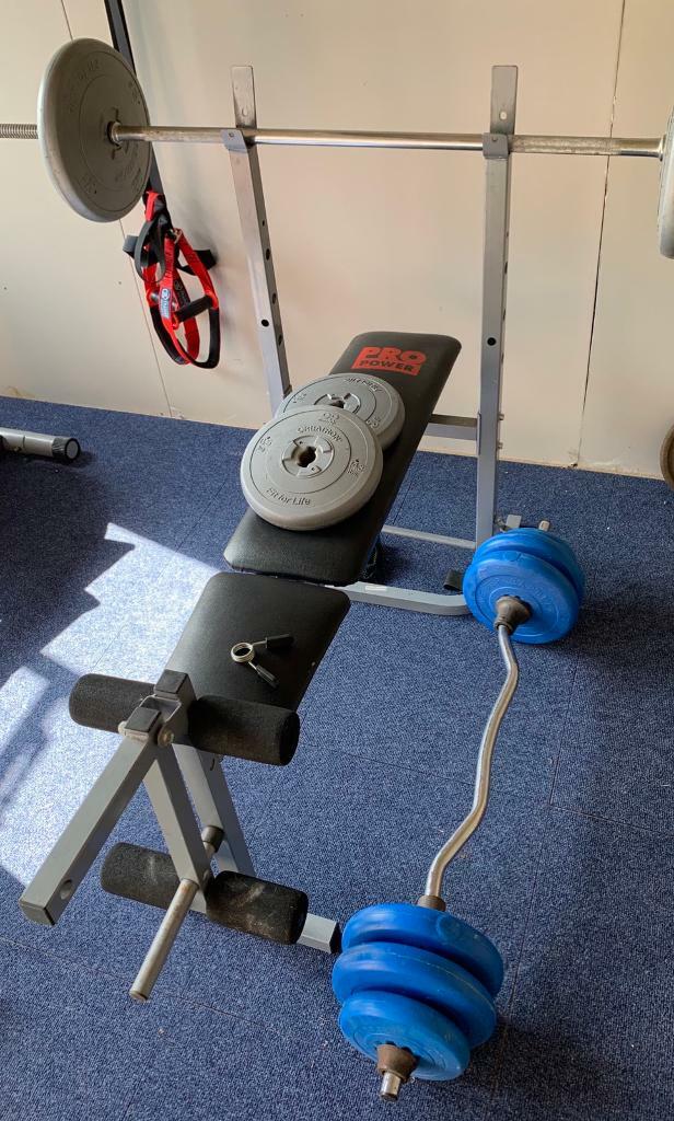 Weights bench and bars in Christchurch, Dorset Gumtree