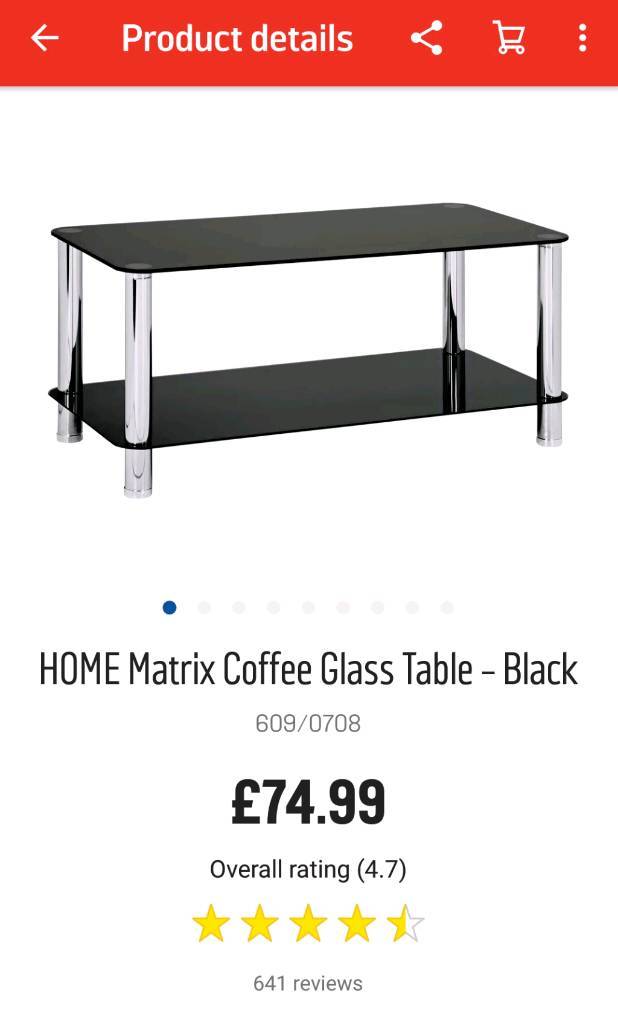 Argos Home Matrix Black Glass Coffee Table and Tv Stand! in St