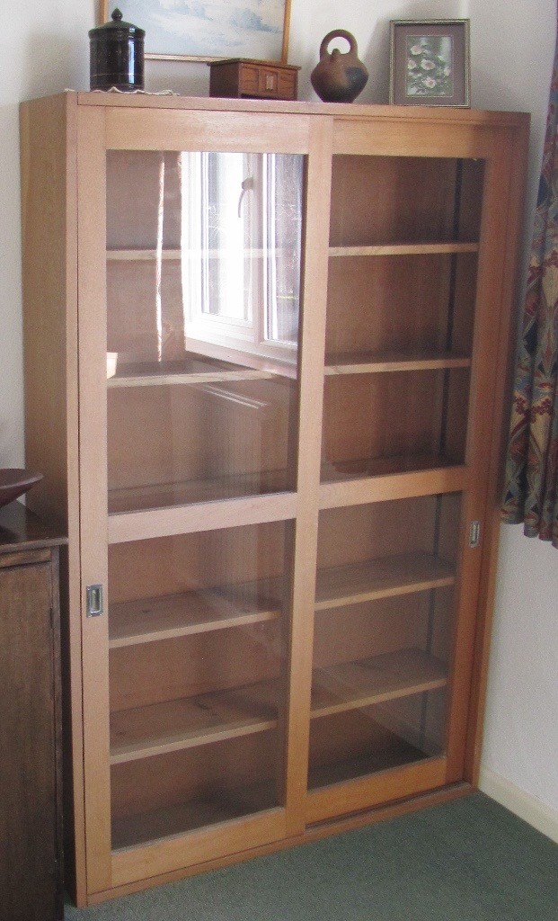 Wood bookcase with sliding glass doors in Abingdon, Oxfordshire Gumtree