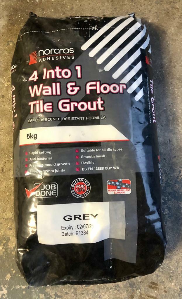 Grey tile grout 4 into 1 wall and floor tiles Norcros Adhesives