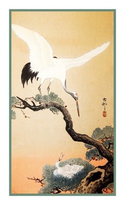 Ohara Shoson Koson Crane Nestlings Pine Tree Counted Cross Stitch Pattern