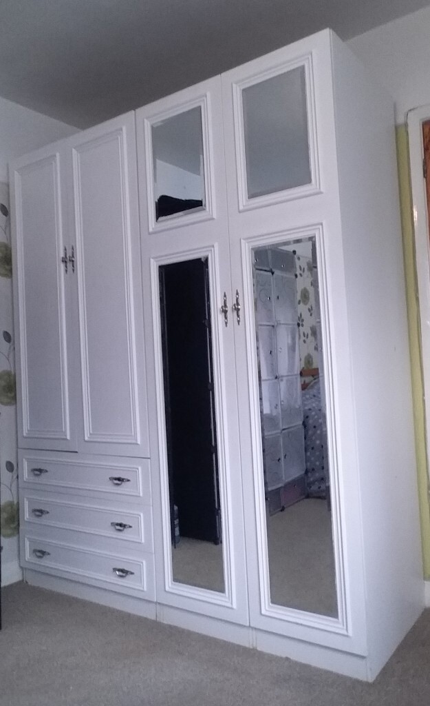 Large White Wardrobe with Mirrors in Poole, Dorset Gumtree