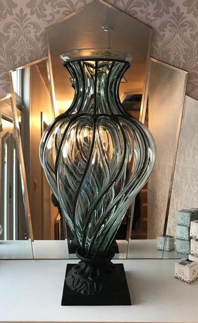 Giant Caged Glass Vase With Twisted Wrought Iron In Blackhall