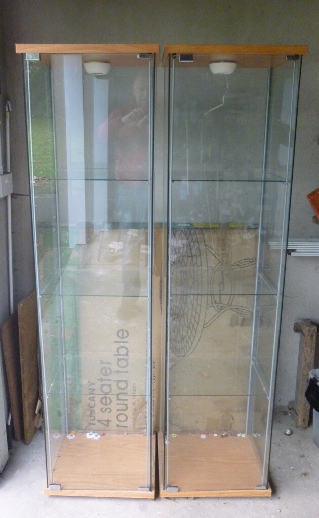 Pair of Glass Display Units ex shop display with lighting in Antrim