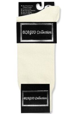 1 Pair of Biagio Solid IVORY / OFF-WHITE Solid Mens COTTON Dress SOCKS