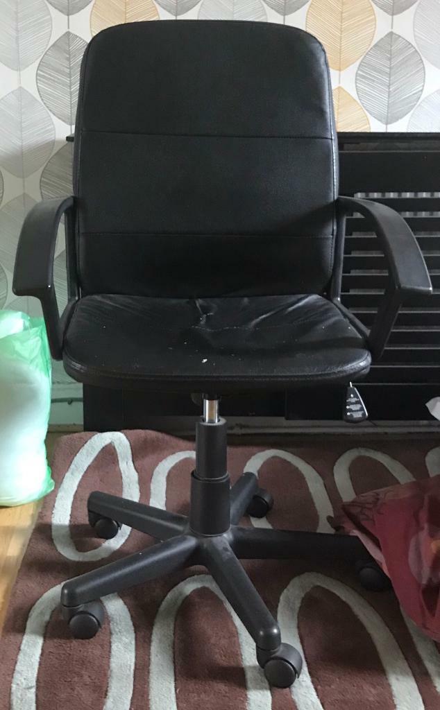 Black leather spinning desk chair in Swansea Gumtree