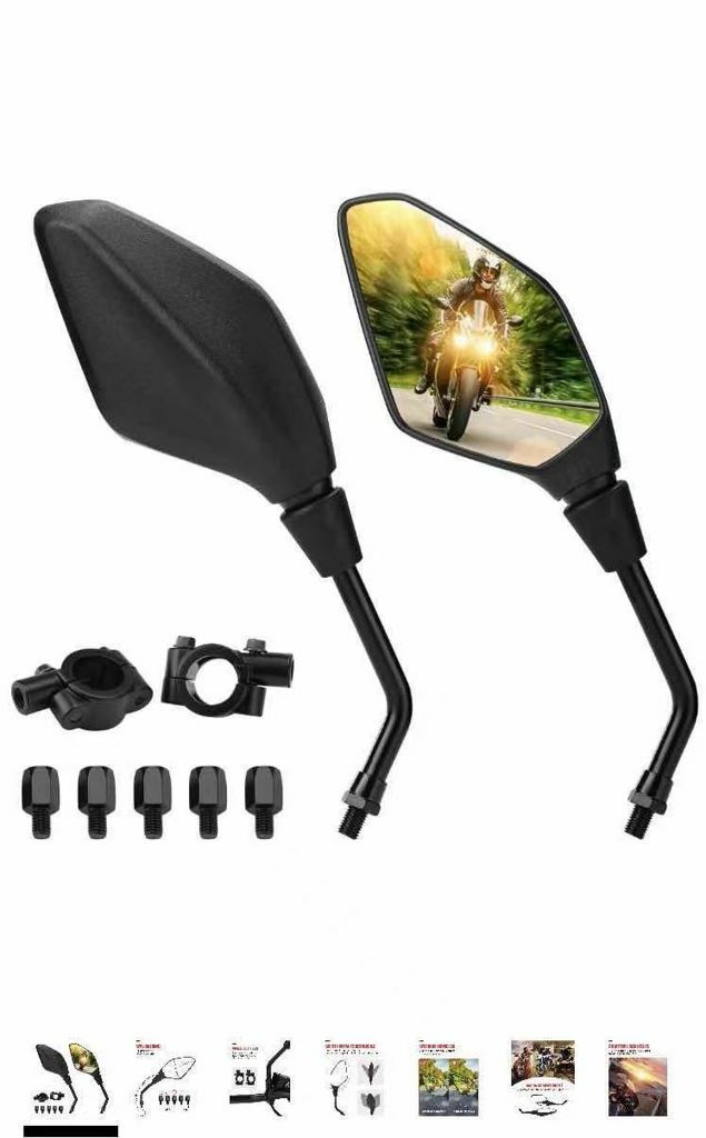 Coppia Specchietti Retrovisori Moto Cross Scooter Custom Neri M8 M10 awe