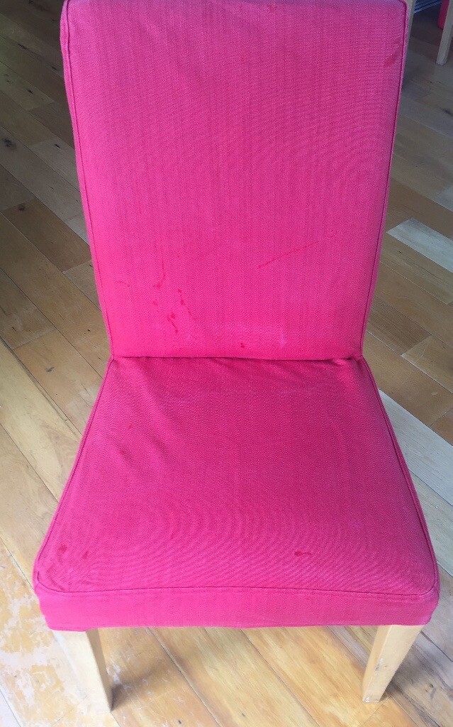 4 red loose chair covers for Ikea Henriksdal dining chairs in
