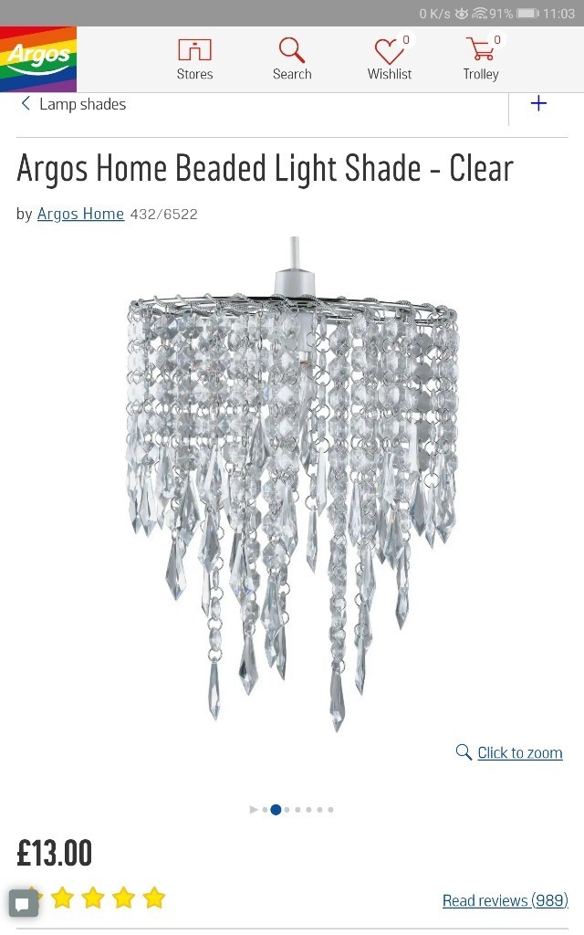 2 Argos Home Beaded Light Shades Clear In Dalston London