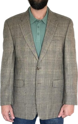 VTG Lauren Ralph Lauren 100% Laine vierge Plaid Brown Sport Coat 42L