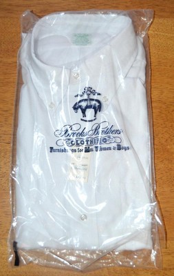 NWT 1950s USA Brooks Brothers Makers Brooksweave 16.5 34 white OCBD shirt