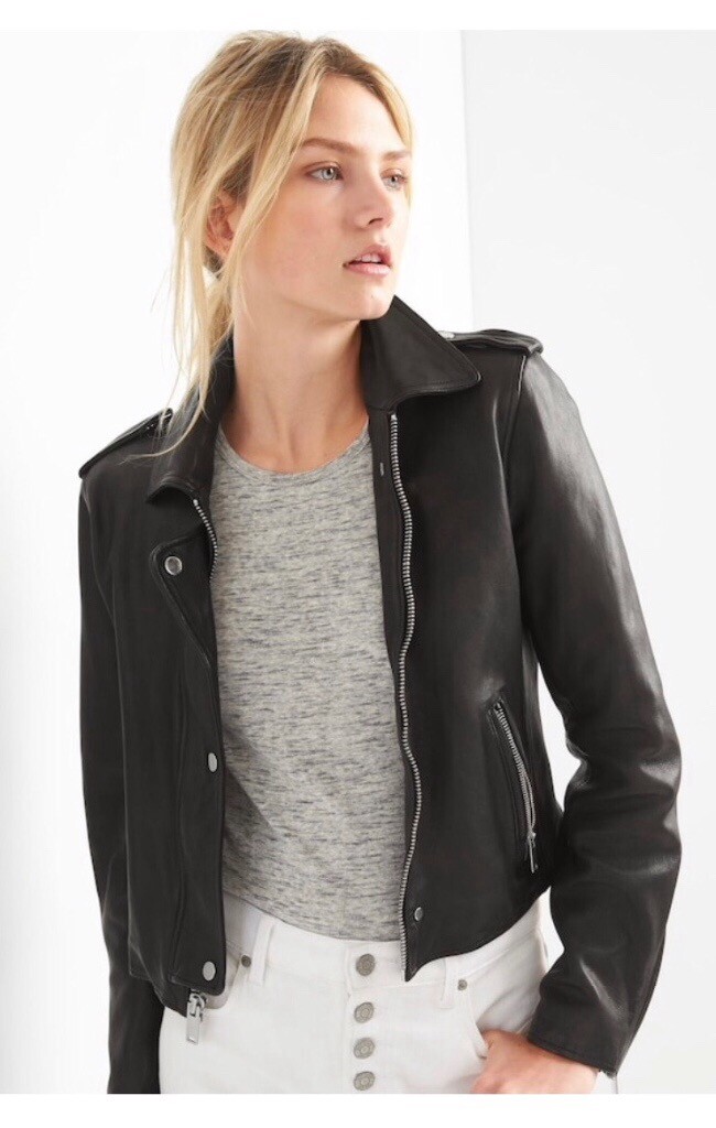 Black Gap Women’s Leather Jacket Size 12 14 Medium in Prestwich