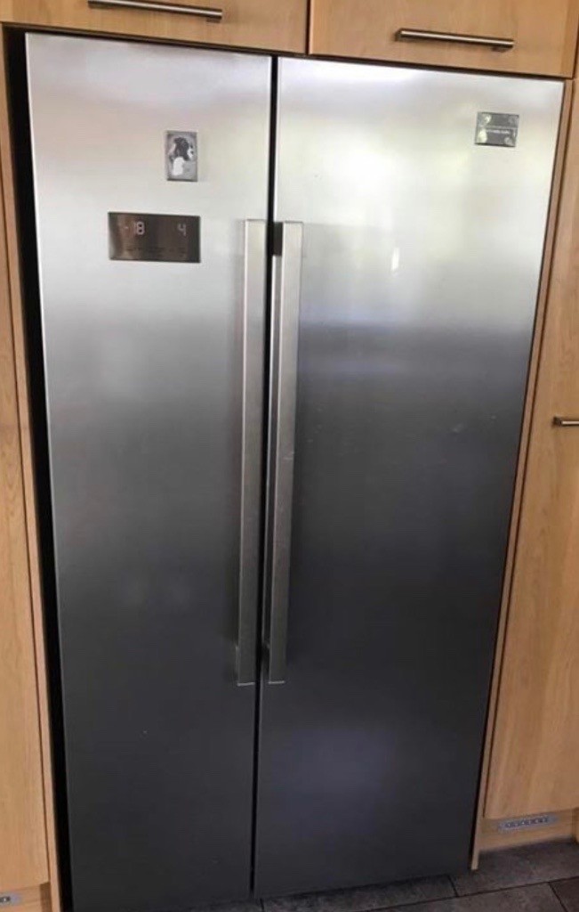 Silver Tall American Style Double Door Fridge/ Freezer in Newton