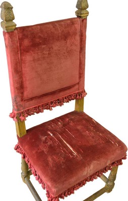 17473 Set of 6 Oak Oversize Dining Chairs with carved Figures