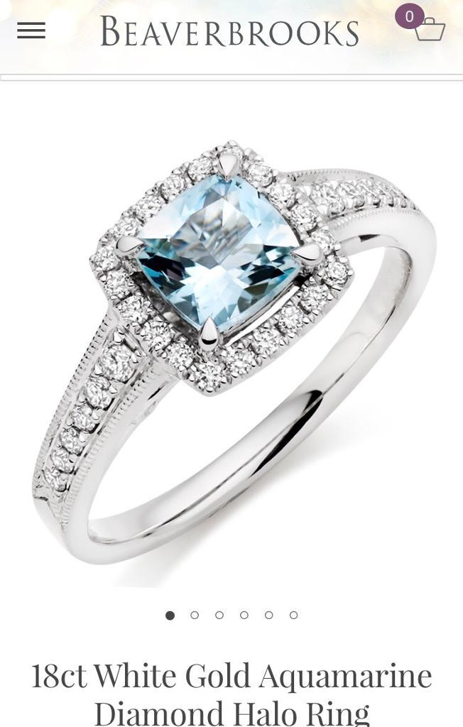 Beaverbrooks Engagement Ring diamond and aquamarine £1,400 rrp in