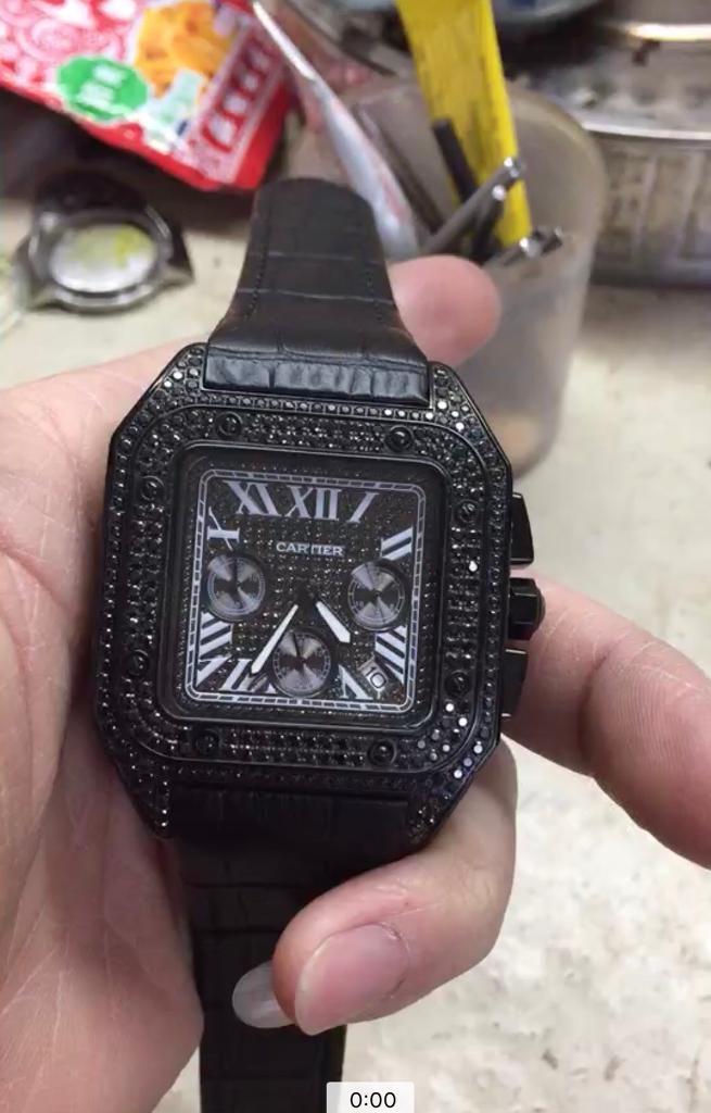 Cartier Santos XL 100 Black Diamond Watch in Fallowfield, Manchester