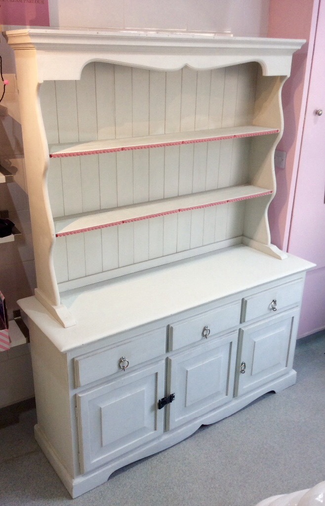Shabby chic, large Welsh dresser, grey chalk paint finish, farmhouse