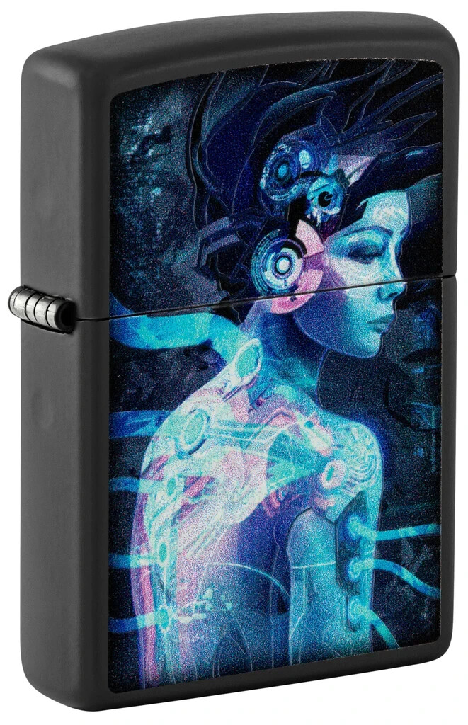Zippo 48517, Cyber Woman Design, Blacklight Process, черная матовая зажигалка