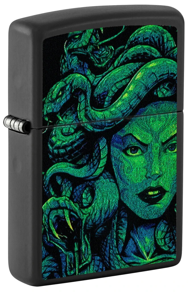 Zippo 48609, Medusa & Snakes Design, черная матовая зажигалка