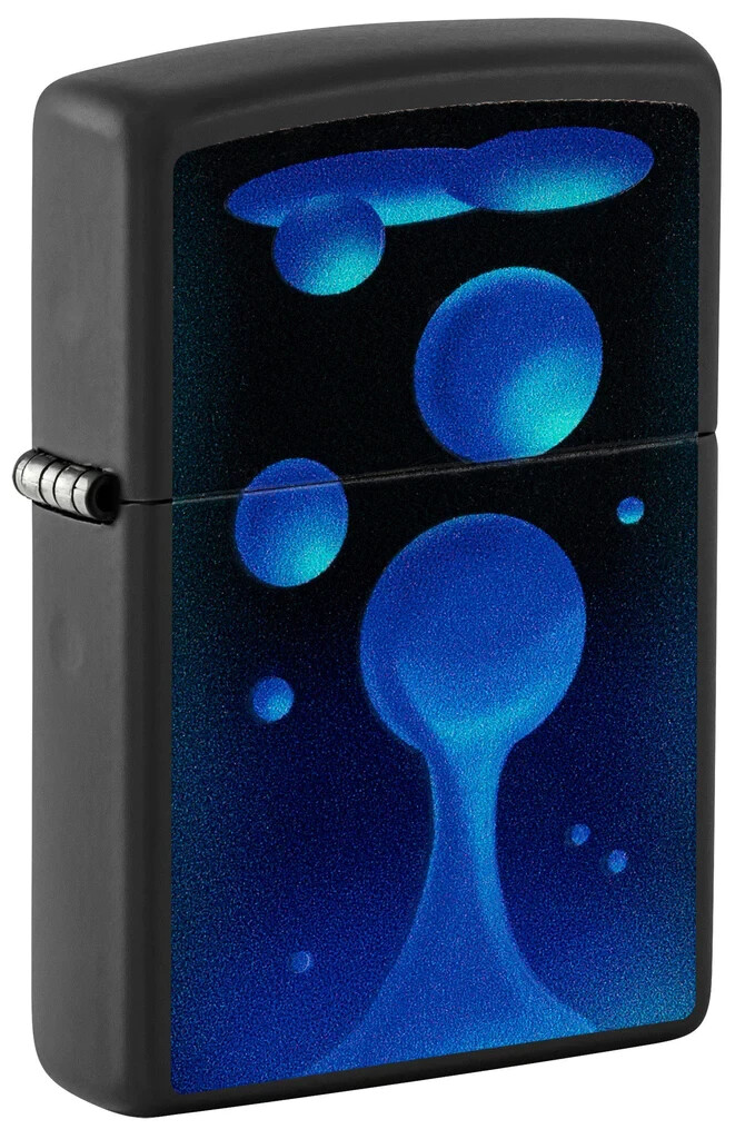 Zippo 48675, зажигалка Black Light Lava Lamp Design, черная матовая отделка