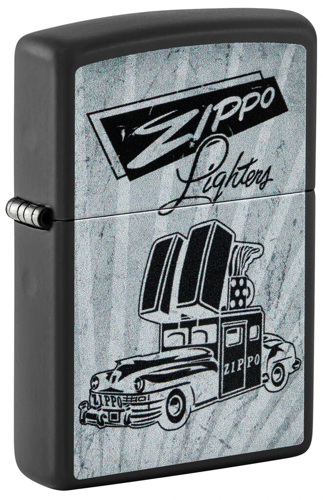 Zippo 48572, Zippo Car Design, черная матовая зажигалка