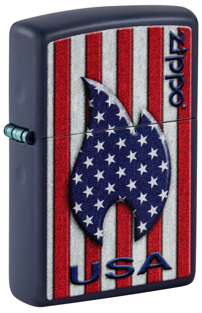 Zippo 48560, Патриотический дизайн флага США, Зажигалка темно-синего цвета с матовой отделкой