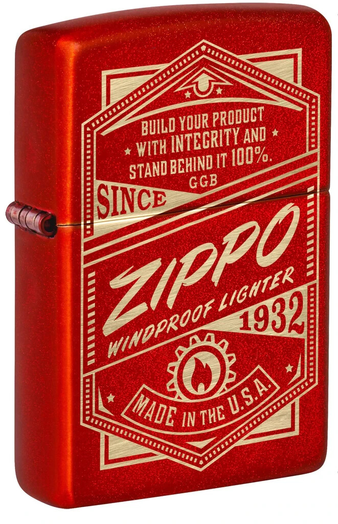 Zippo 48620, рекламный дизайн It Works, зажигалка с красным металликом