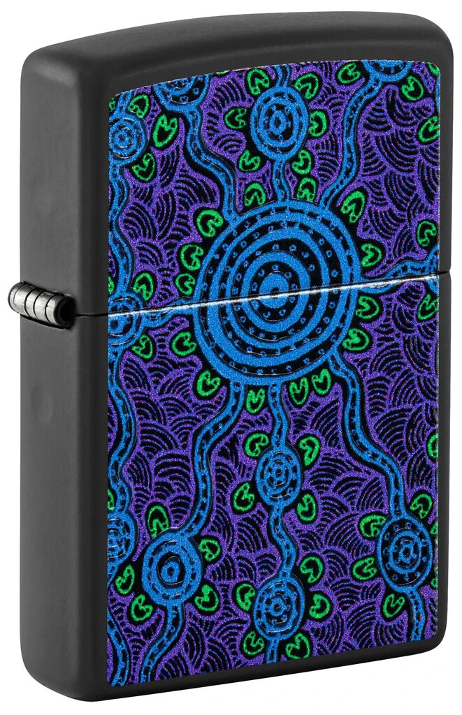 Zippo 48625, John Gumbula Design, Blacklight Process, черная матовая зажигалка