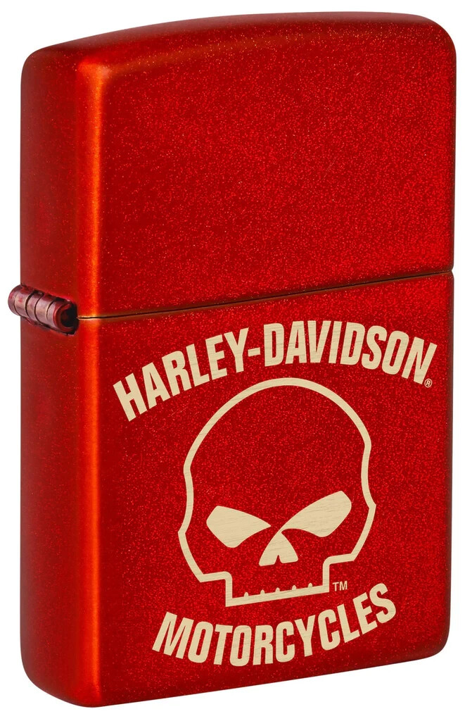 Zippo 48603, Harley Davidson Motorcycles Skull Design, металлическая красная зажигалка