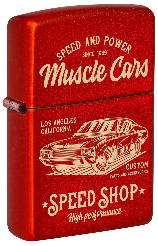 Zippo 48523, Muscle Cars Design, зажигалка с красным металликом