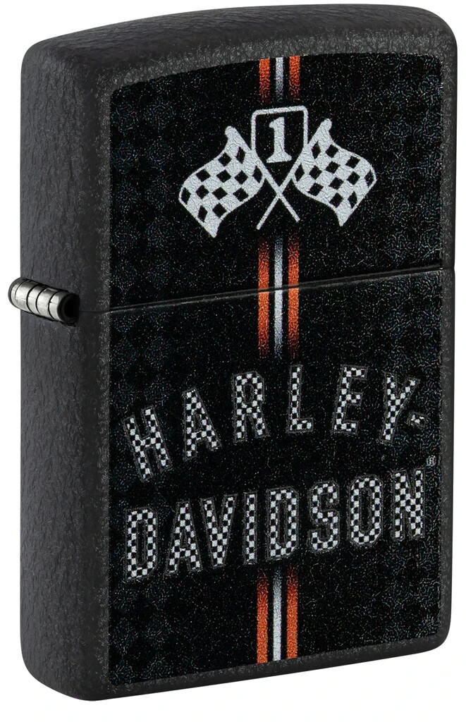 Zippo 48558, дизайн логотипа Harley Davidson Motorcycles, черная матовая зажигалка