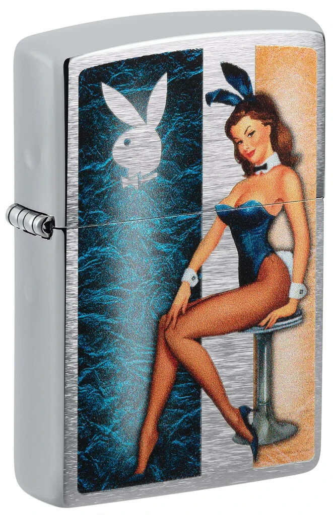 Zippo 48374, дизайн Playboy Bunny, матовая хромированная зажигалка